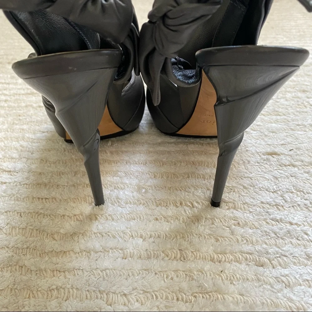 Christian Dior grey leather sling back heels